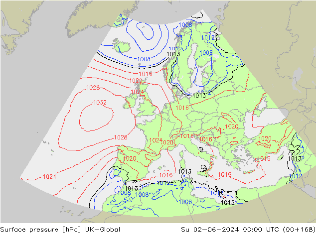 Surface pressure UK-Global Su 02.06.2024 00 UTC