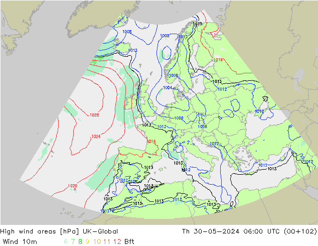 High wind areas UK-Global Qui 30.05.2024 06 UTC