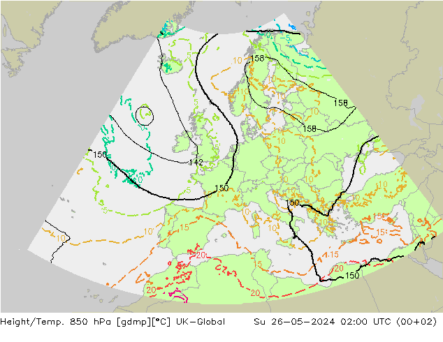 Geop./Temp. 850 hPa UK-Global dom 26.05.2024 02 UTC