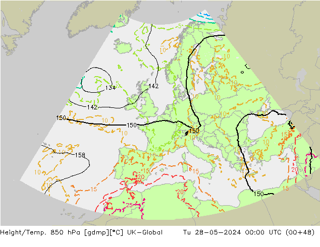 Height/Temp. 850 hPa UK-Global  28.05.2024 00 UTC