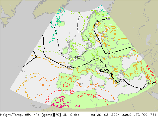 Hoogte/Temp. 850 hPa UK-Global wo 29.05.2024 06 UTC