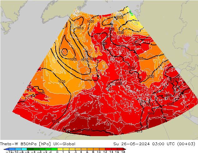 Theta-W 850hPa UK-Global Su 26.05.2024 03 UTC