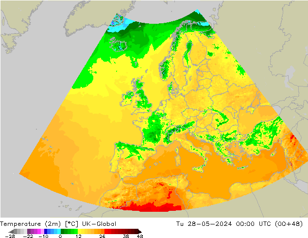 Temperatura (2m) UK-Global mar 28.05.2024 00 UTC