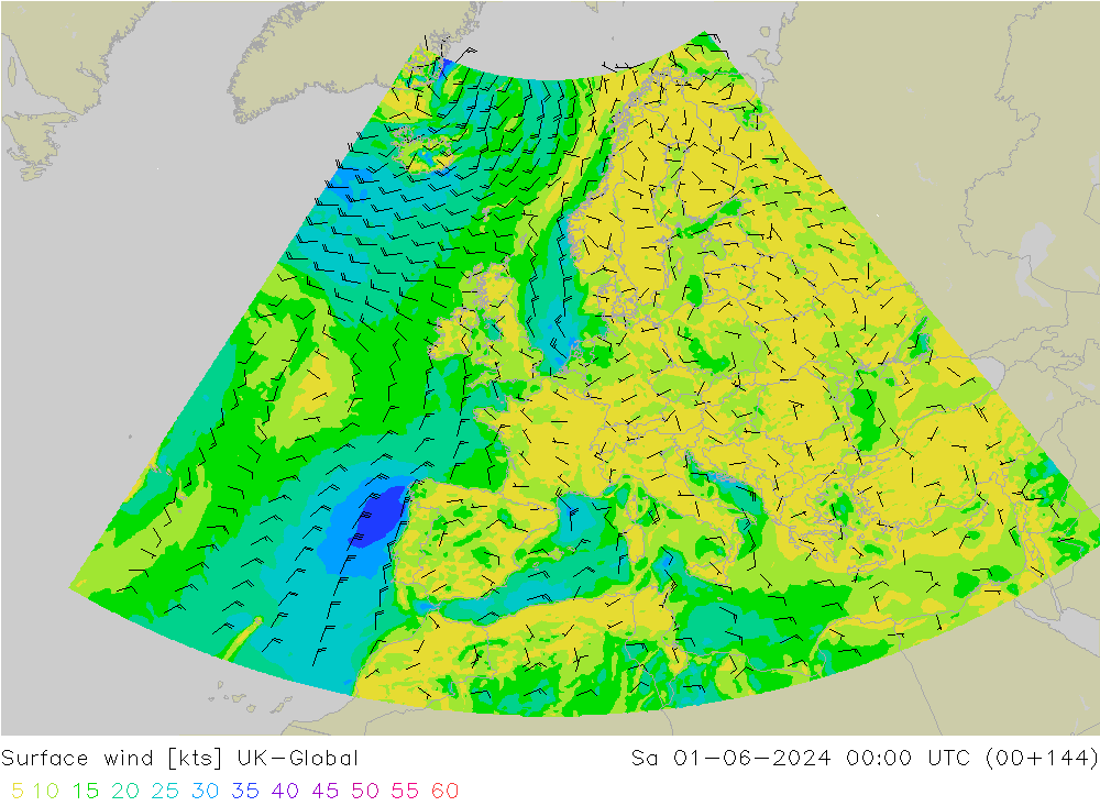 Rüzgar 10 m UK-Global Cts 01.06.2024 00 UTC