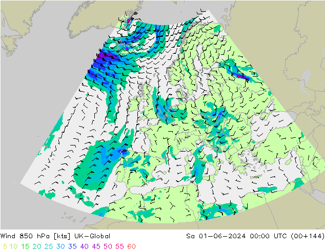 Rüzgar 850 hPa UK-Global Cts 01.06.2024 00 UTC