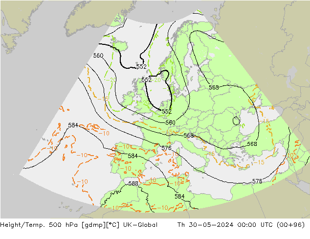 Géop./Temp. 500 hPa UK-Global jeu 30.05.2024 00 UTC