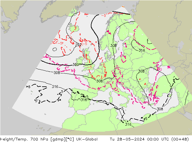 Height/Temp. 700 hPa UK-Global Ter 28.05.2024 00 UTC