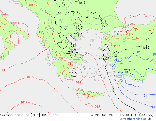 pression de l'air UK-Global mar 28.05.2024 18 UTC