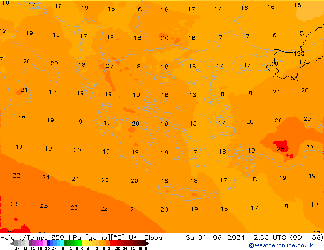 Géop./Temp. 850 hPa UK-Global sam 01.06.2024 12 UTC