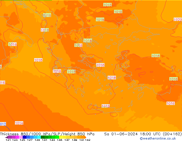 Thck 850-1000 hPa UK-Global So 01.06.2024 18 UTC