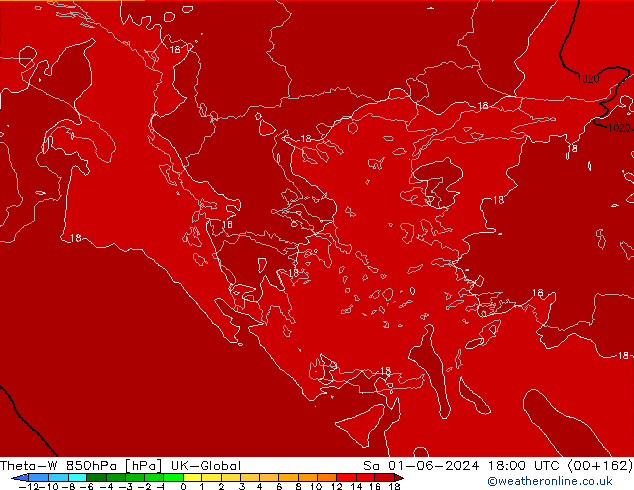 Theta-W 850hPa UK-Global So 01.06.2024 18 UTC