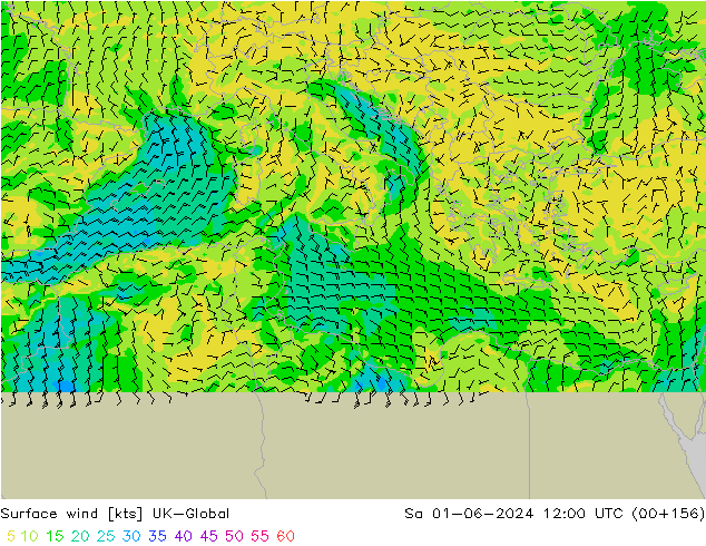 Surface wind UK-Global Sa 01.06.2024 12 UTC