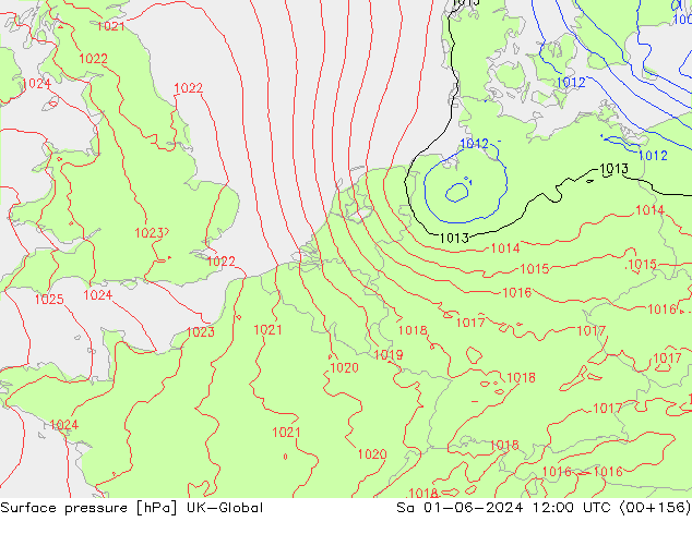 приземное давление UK-Global сб 01.06.2024 12 UTC