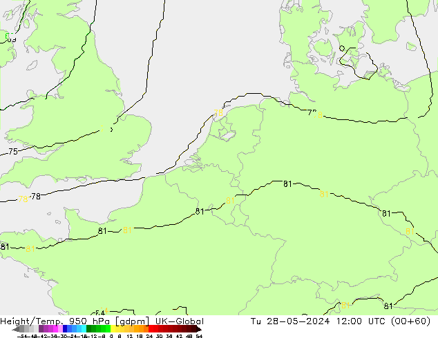 Height/Temp. 950 hPa UK-Global Di 28.05.2024 12 UTC