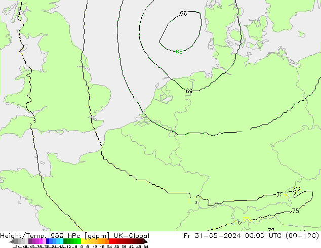 Height/Temp. 950 hPa UK-Global  31.05.2024 00 UTC