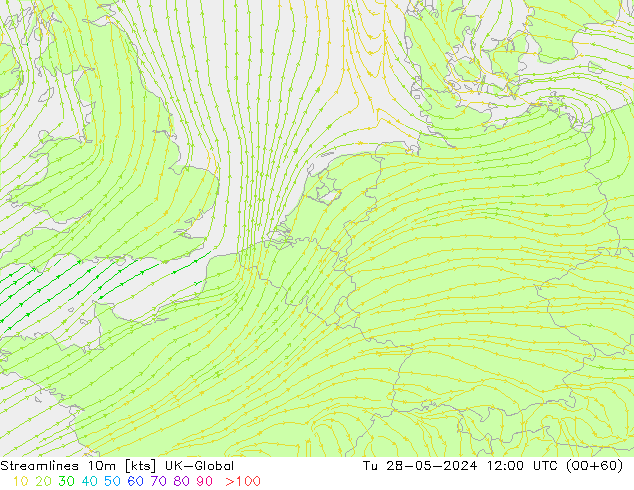 Stromlinien 10m UK-Global Di 28.05.2024 12 UTC