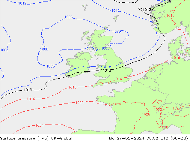 Presión superficial UK-Global lun 27.05.2024 06 UTC