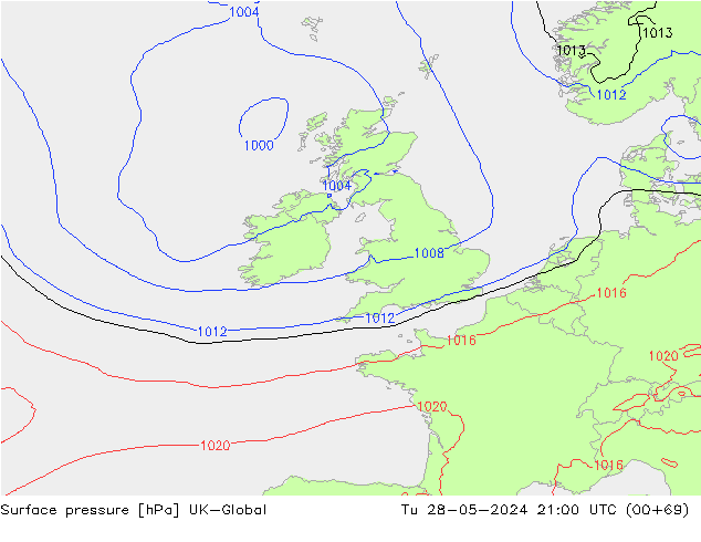 Luchtdruk (Grond) UK-Global di 28.05.2024 21 UTC