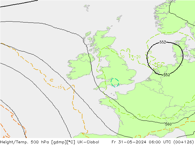 Height/Temp. 500 hPa UK-Global Sex 31.05.2024 06 UTC