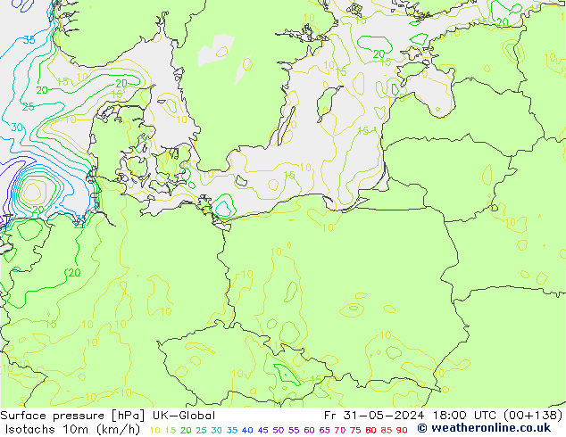 Izotacha (km/godz) UK-Global pt. 31.05.2024 18 UTC