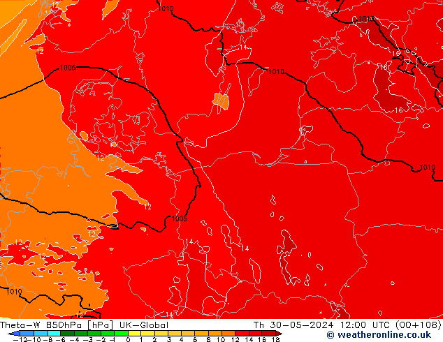 Theta-W 850hPa UK-Global jue 30.05.2024 12 UTC
