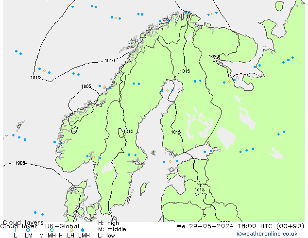 Cloud layer UK-Global mié 29.05.2024 18 UTC