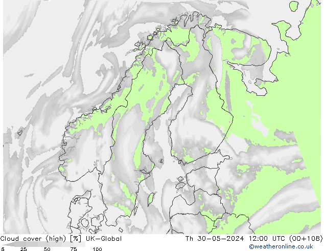 Nuages (élevé) UK-Global jeu 30.05.2024 12 UTC