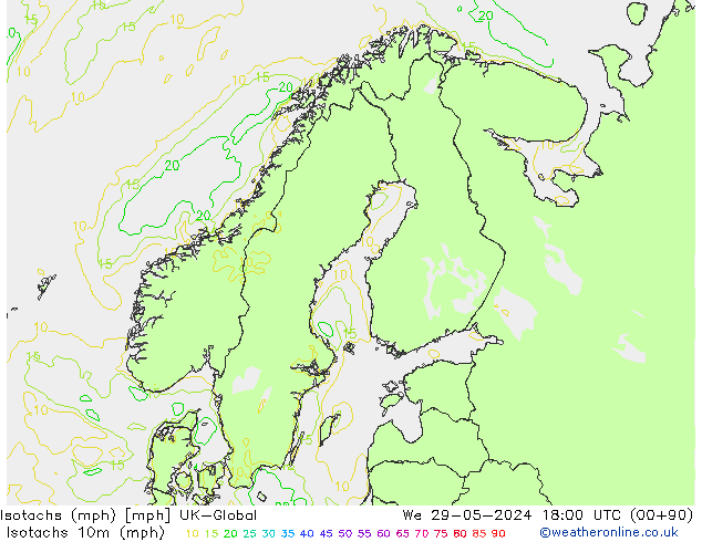 Isotaca (mph) UK-Global mié 29.05.2024 18 UTC