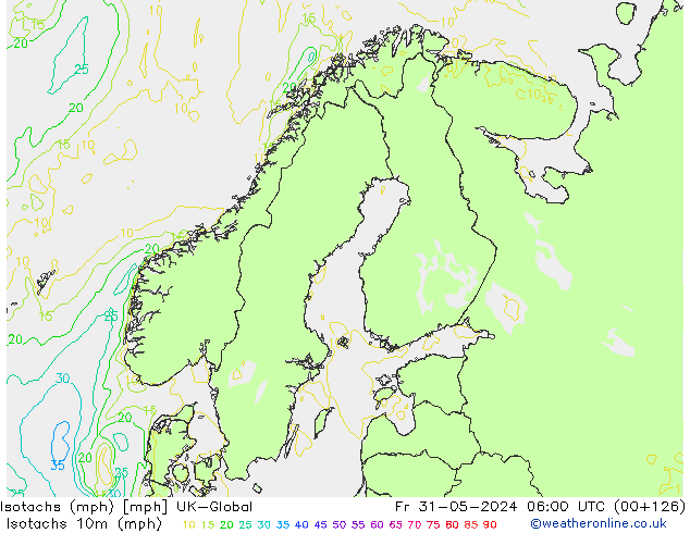 Isotachs (mph) UK-Global пт 31.05.2024 06 UTC