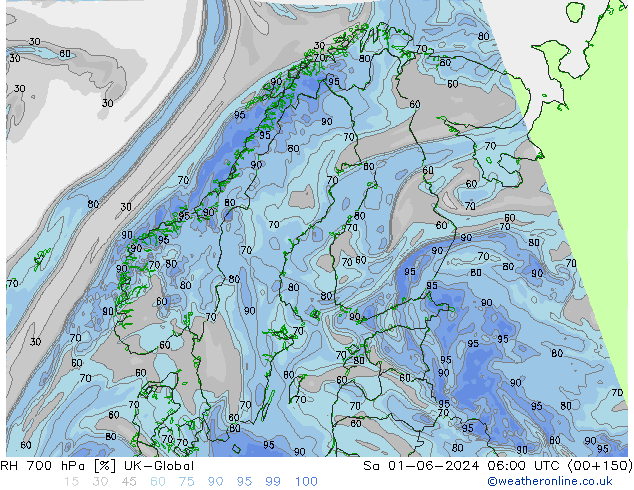 RH 700 hPa UK-Global so. 01.06.2024 06 UTC