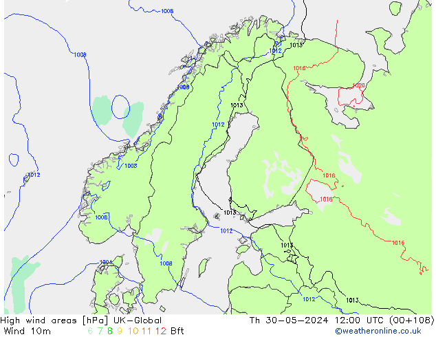 High wind areas UK-Global  30.05.2024 12 UTC