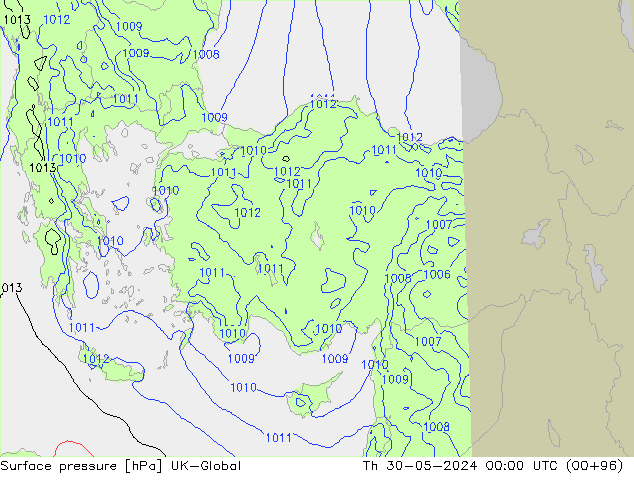 приземное давление UK-Global чт 30.05.2024 00 UTC