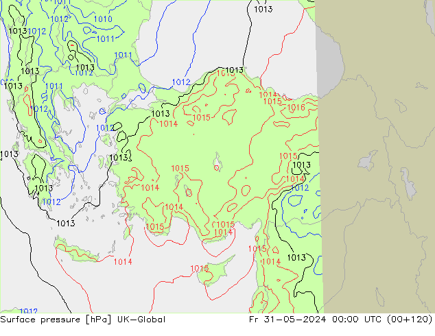 Surface pressure UK-Global Fr 31.05.2024 00 UTC