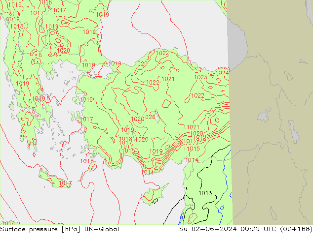 Yer basıncı UK-Global Paz 02.06.2024 00 UTC