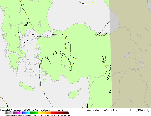 Yükseklik/Sıc. 950 hPa UK-Global Çar 29.05.2024 06 UTC