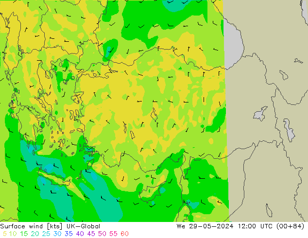 Viento 10 m UK-Global mié 29.05.2024 12 UTC