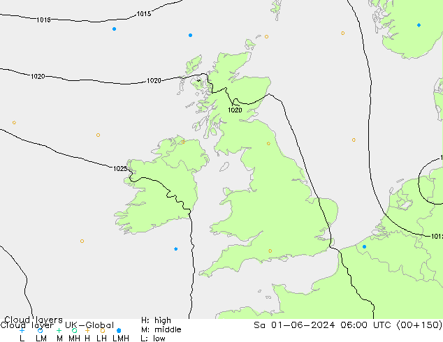 Cloud layer UK-Global сб 01.06.2024 06 UTC