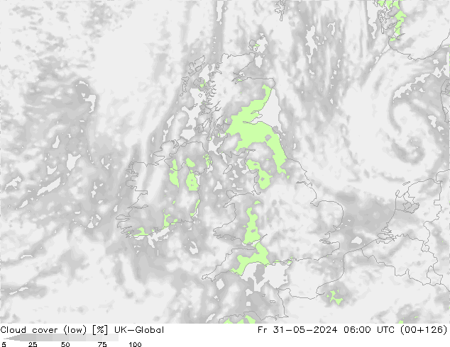 Cloud cover (low) UK-Global Fr 31.05.2024 06 UTC