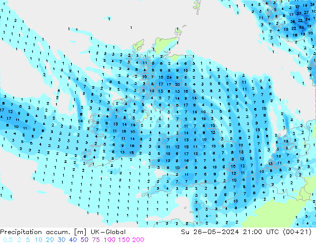 Precipitation accum. UK-Global  26.05.2024 21 UTC