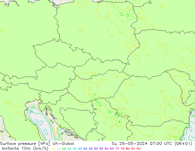 Isotaca (kph) UK-Global dom 26.05.2024 07 UTC