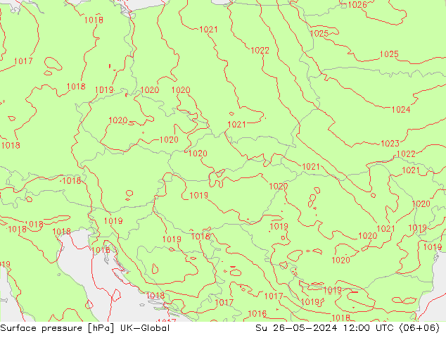 Presión superficial UK-Global dom 26.05.2024 12 UTC