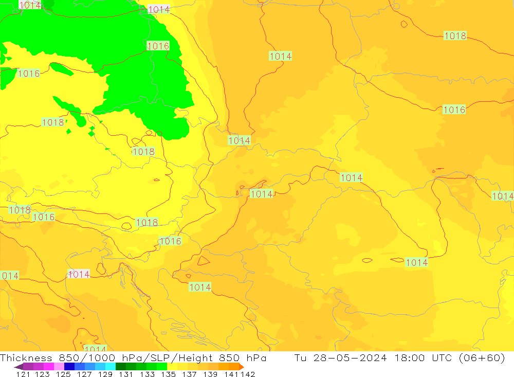 Thck 850-1000 hPa UK-Global Tu 28.05.2024 18 UTC