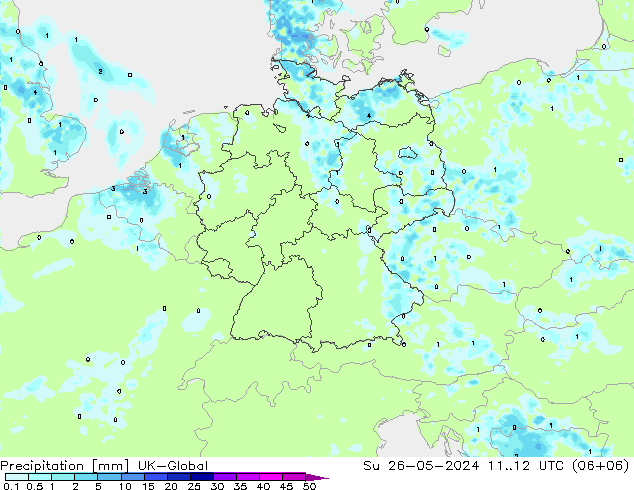 Précipitation UK-Global dim 26.05.2024 12 UTC