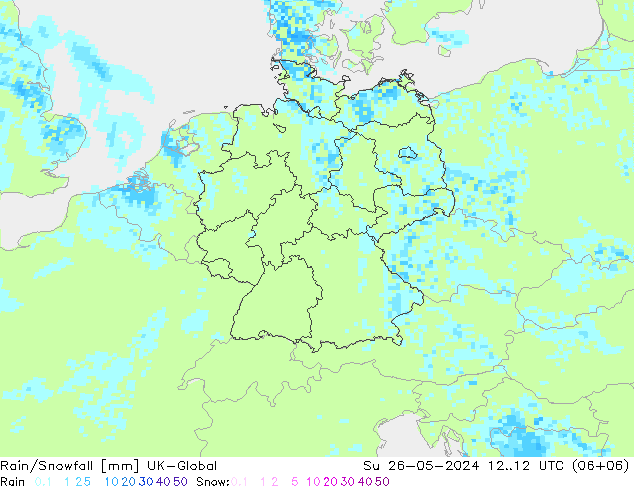 Regen/Sneeuwval UK-Global zo 26.05.2024 12 UTC