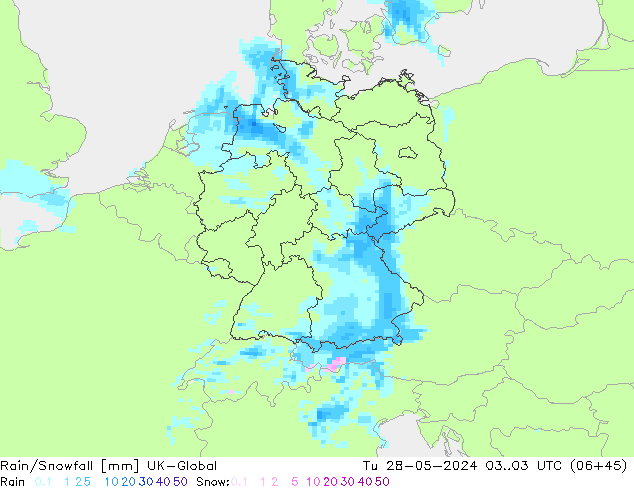 Regen/Schneefall UK-Global Di 28.05.2024 03 UTC