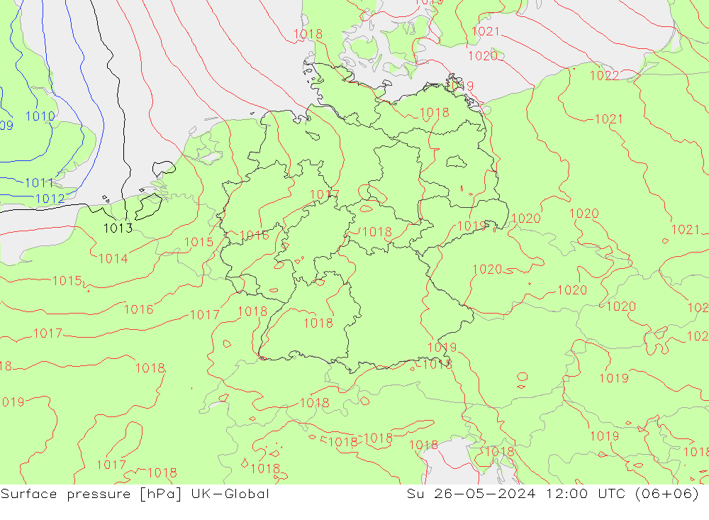 pression de l'air UK-Global dim 26.05.2024 12 UTC