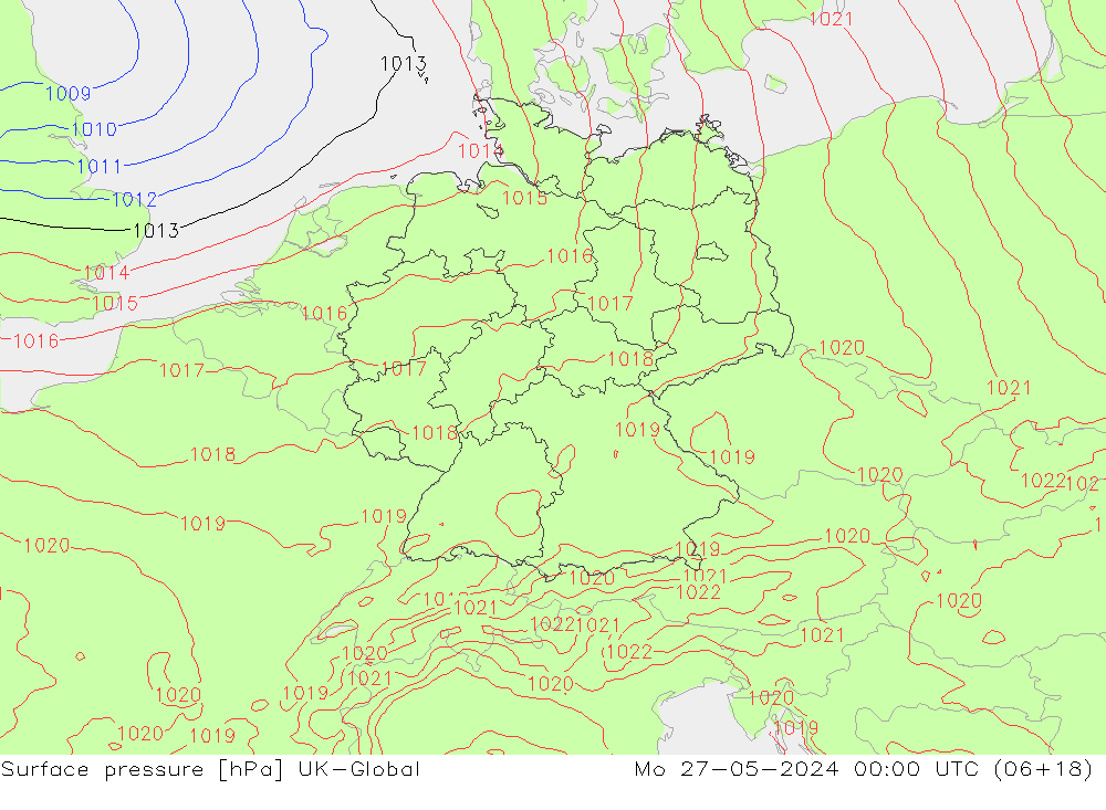 pression de l'air UK-Global lun 27.05.2024 00 UTC