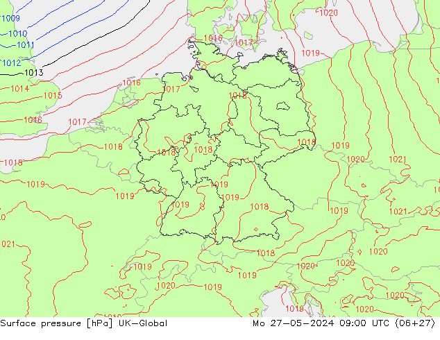 pressão do solo UK-Global Seg 27.05.2024 09 UTC