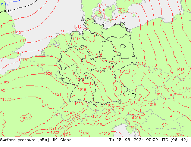 Pressione al suolo UK-Global mar 28.05.2024 00 UTC