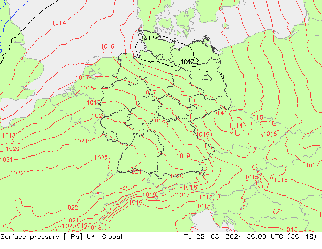 Pressione al suolo UK-Global mar 28.05.2024 06 UTC